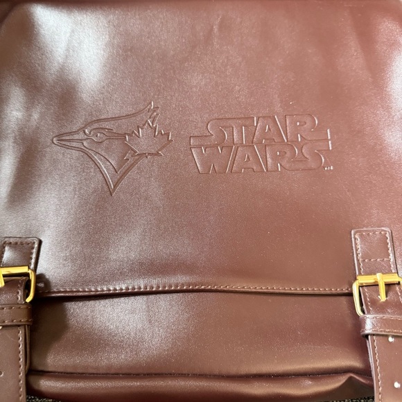 Blue Jays Star Wars Brown Leather Messenger Bag with Classic Design - Picture 2 of 8
